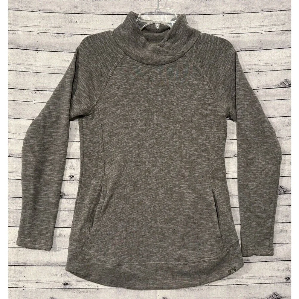 prAna Womens Calexa Tunic Sweater Sz XS Heather Green Pullover Active Pockets - Picture 1 of 15